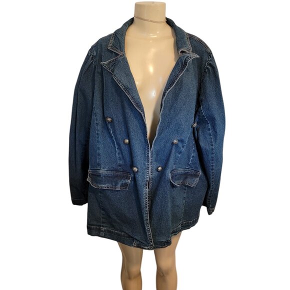 Est. 1946 Nautical Style Puff Shoulder 1980's Relaxed Fit Denim Jacket - Picture 1 of 14